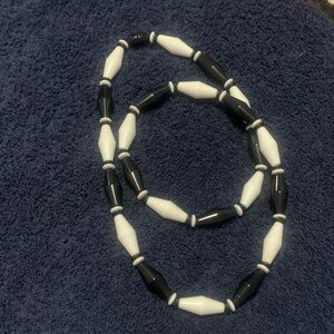 Elegant Black and White Beaded Necklace